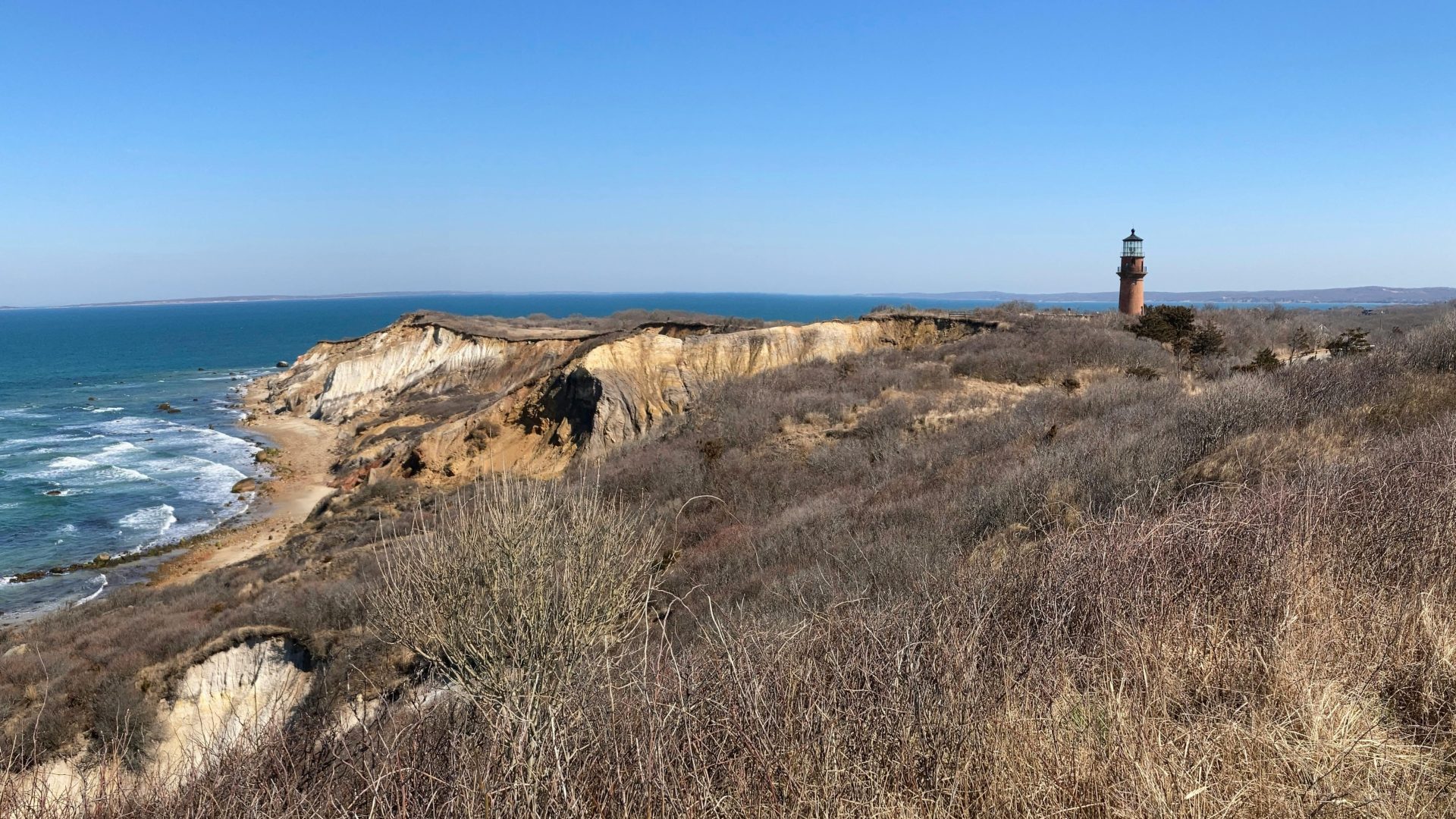 Aquinnah lighthouse and cliffs on Martha's Vineyard