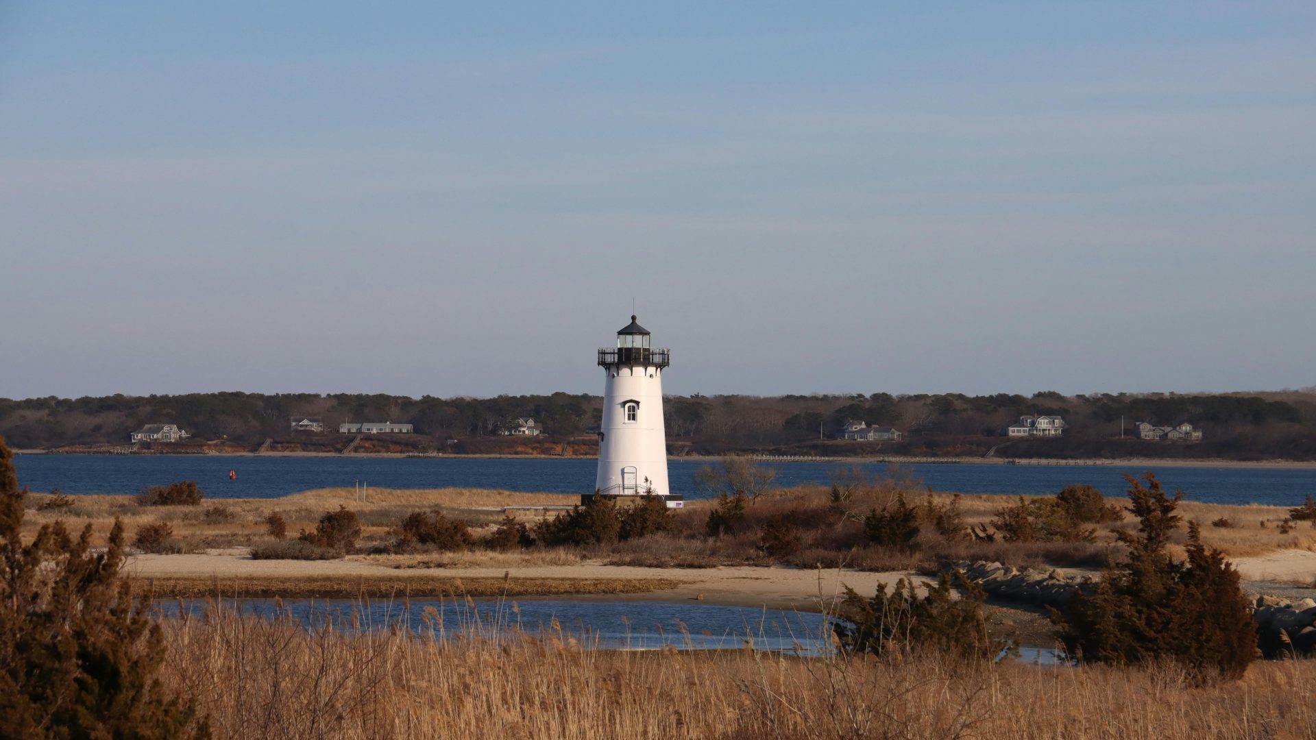 Edgartown Lighthouse on an autumn day on Martha's Vineyard