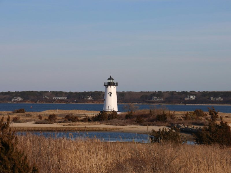 Edgartown Lighthouse on an autumn day on Martha's Vineyard
