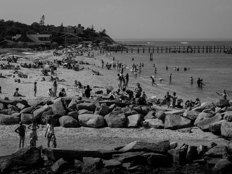 Martha's Vineyard beach with summer crowds